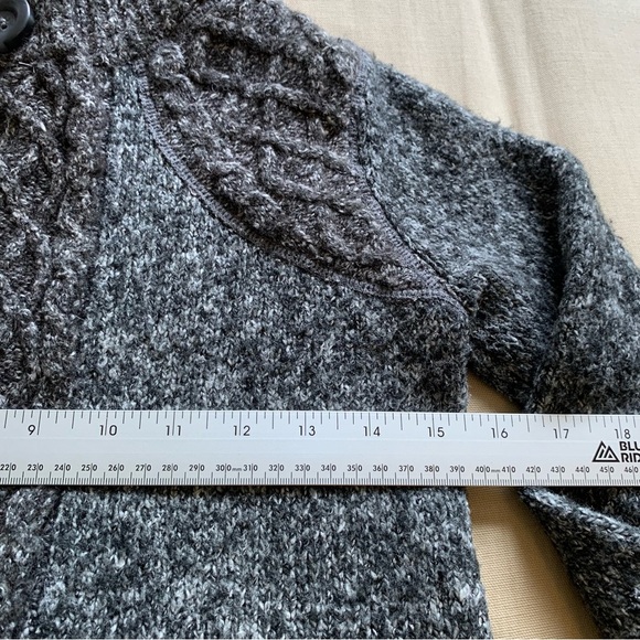 prAna Angelica Duster Cardigan Sweater Jacket Women S Gray Cable Knit Mid-Length - Picture 12 of 13